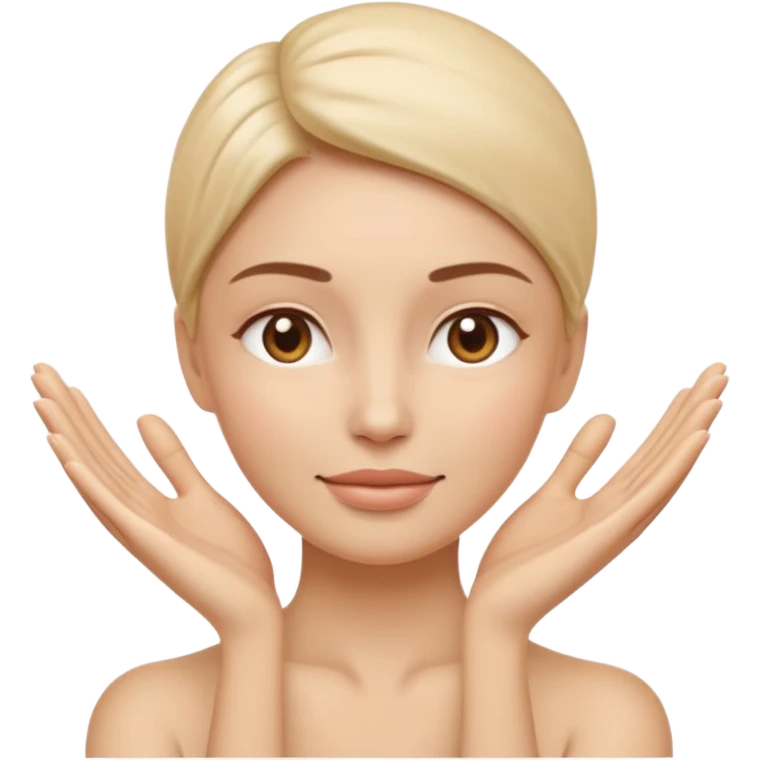 Minimal wellness-style emoji showing skin tightening, a hand gently lifting and supporting facial skin upward, subtle lifting gesture, smooth contours, natural and calm look, non-medical, non-cosmetic, no makeup, no injections, no surgery, clean, modern, trustworthy wellness aesthetic emoji