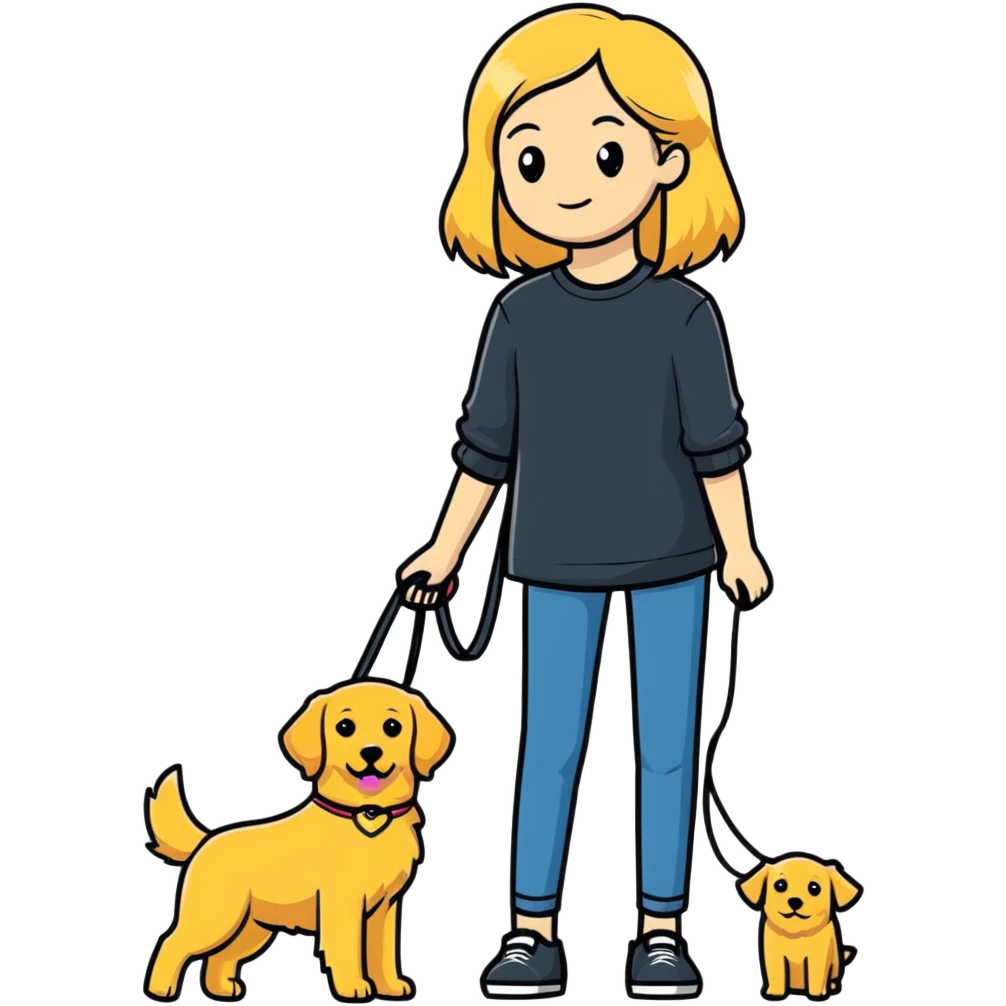 blonde girl with golden retriever dog emoji