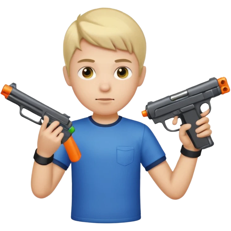Boy puting gaming shoting shirt and shoting gun emoji