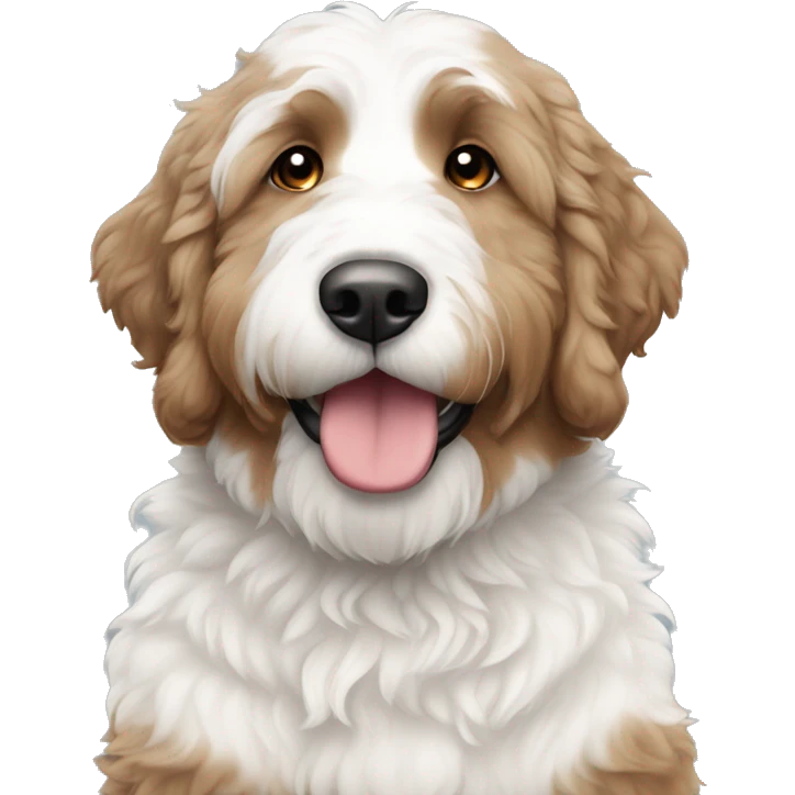 white bernedoodle with tan spots sitting  emoji