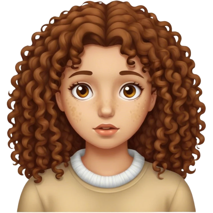 Girl with a lot of acne and brown curly hair emoji