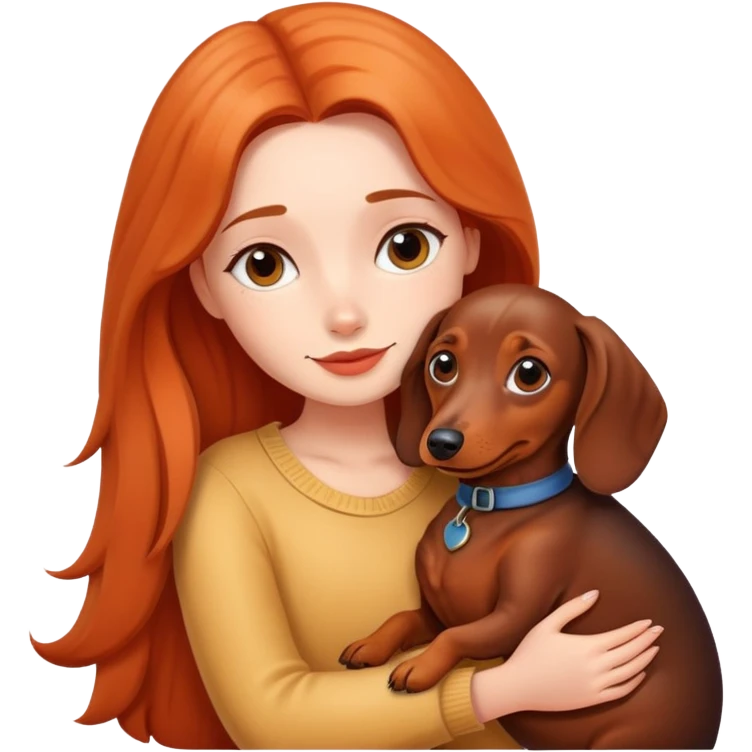 girl hugging dachshund emoji