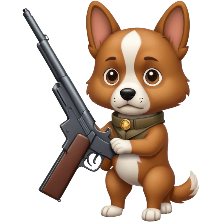 A dog with a gun emoji