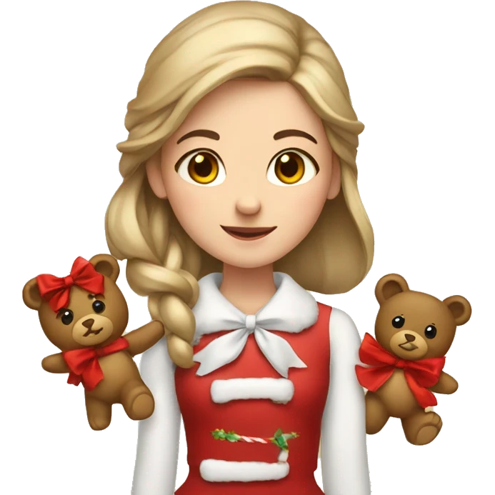 Girl christmas with bows and a bear  emoji