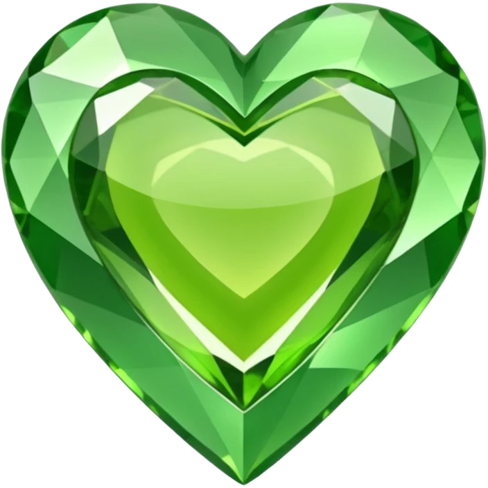 green heart made o gemstone with sharp outlines and shiny the color is more like lime emoji