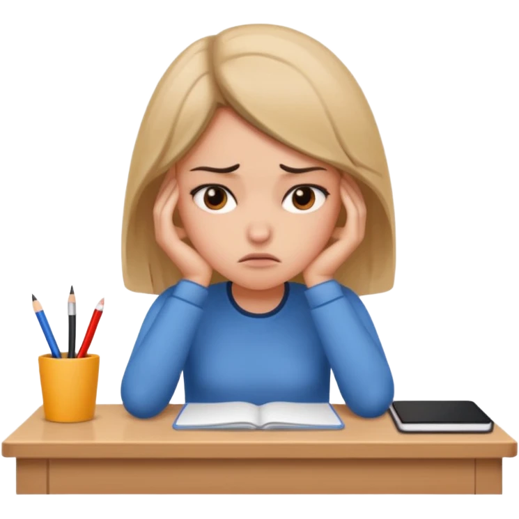 annoyed girl with head on desk emoji