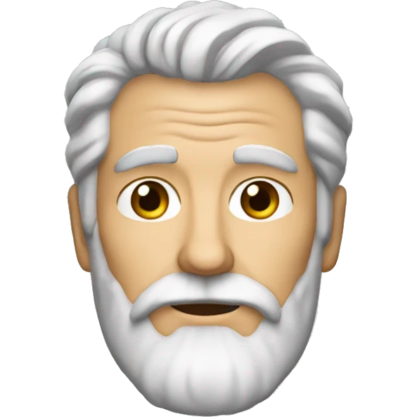 A 58-year-old man with salt and pepper hair and a gray beard with hazel eyes and fair skin emoji