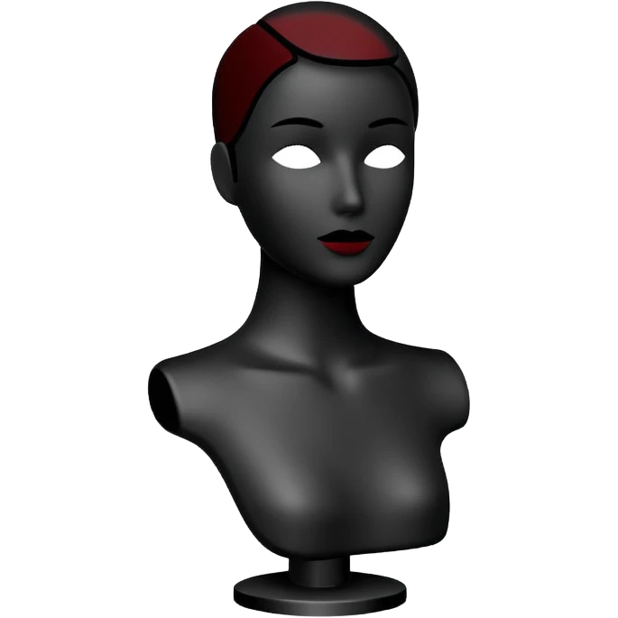 Minimalistic flat vector icon, iOS style, thin black contour on white background. Matte black mannequin in front of in 3D monochrome style. emoji