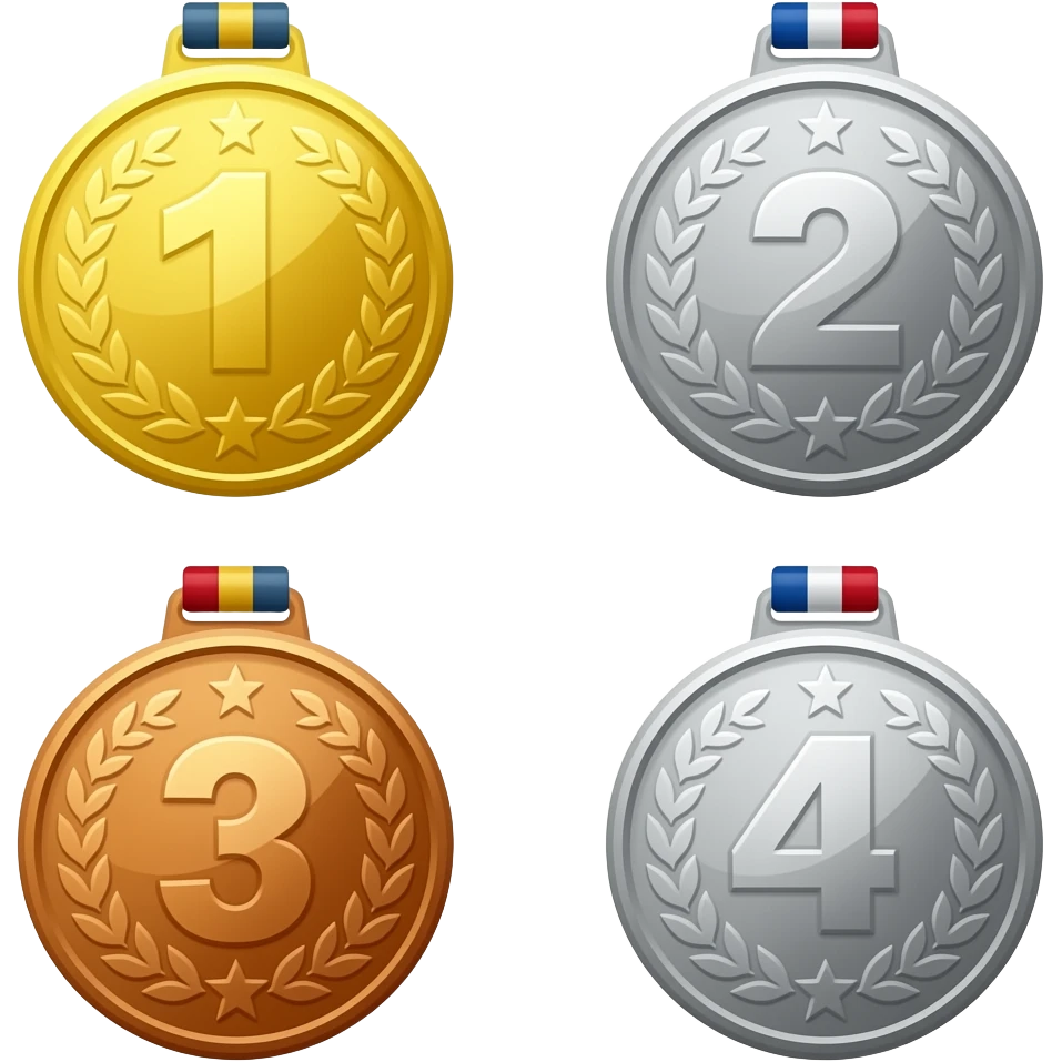 make 4 medals, for place 1, 2, 3, and 4 emoji
