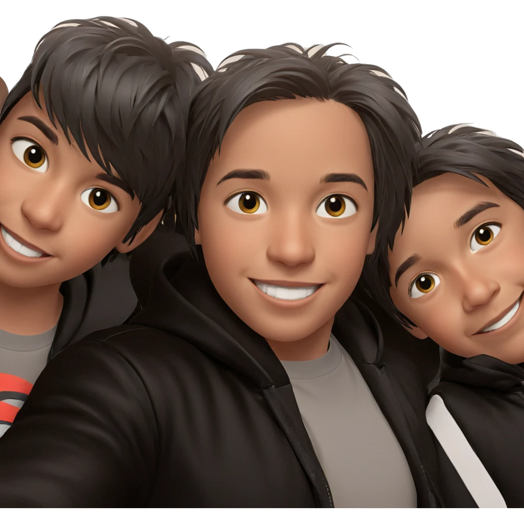 smiling boys in black jackets emoji