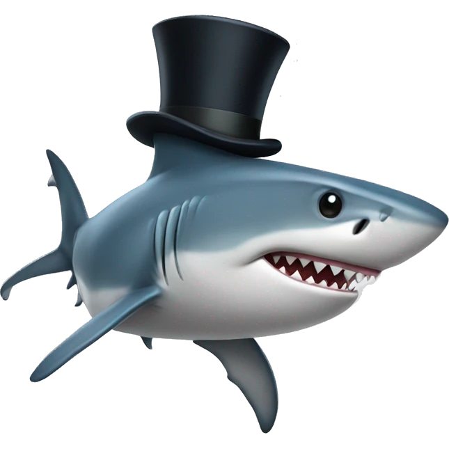 Shark with a top hat emoji