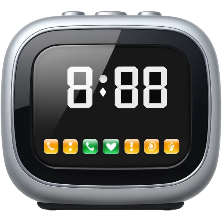 alarm clock phone with different times emoji