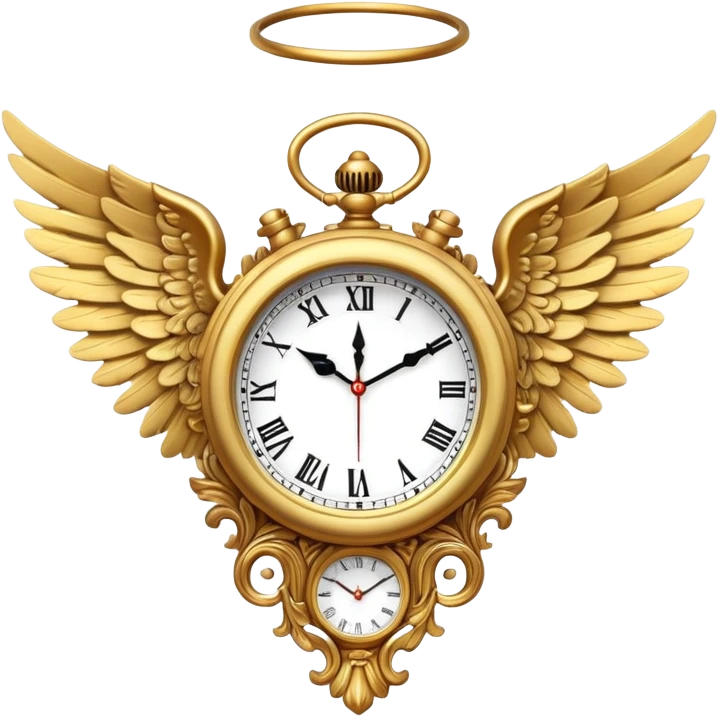 clock with angel wings emoji