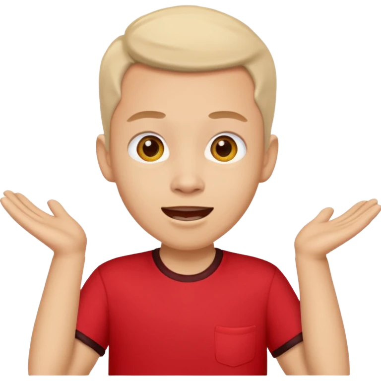 Tourist Character in Red Shirt with A slight expression of excitement and urgency emoji