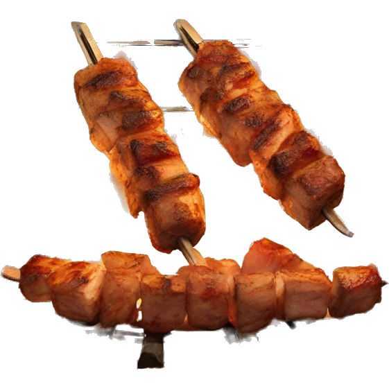 A TUKISH KEBAB MEAT SPIT COOKING IN A WOOD FIRE emoji