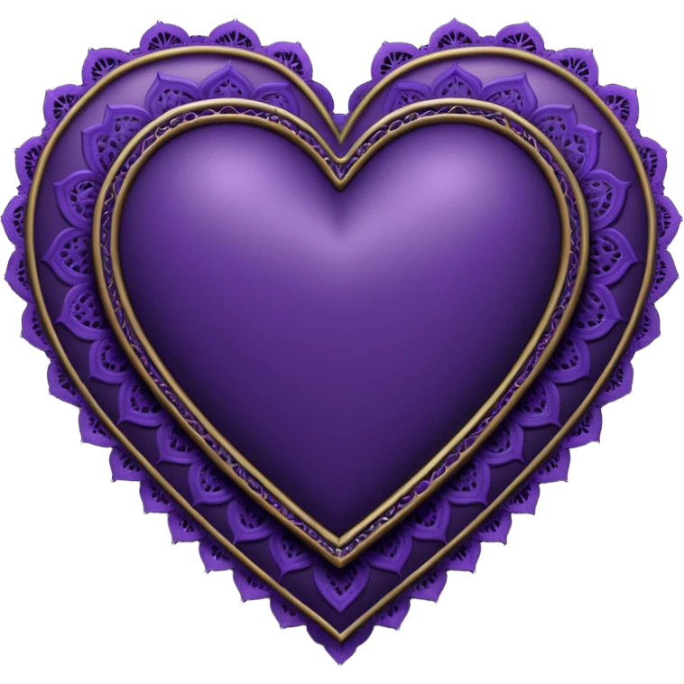 Dark purple gothic heart, realistic lace trim emoji
