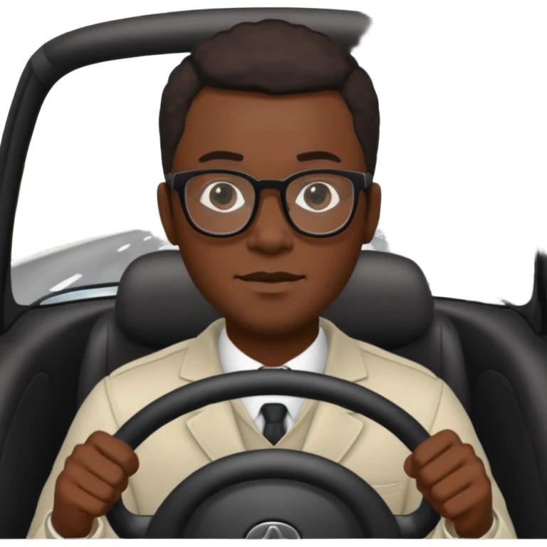 hombre negro con lentes conduciendo emoji