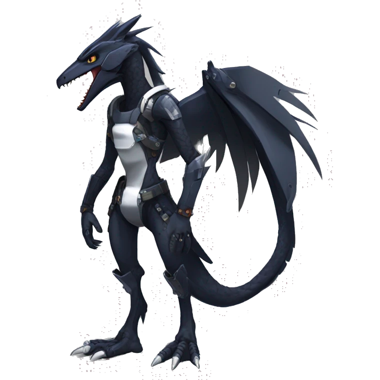 Full body Edgy Anthro Futuristic Mechanical Sergal-raptor-nargacuga-vernid emoji