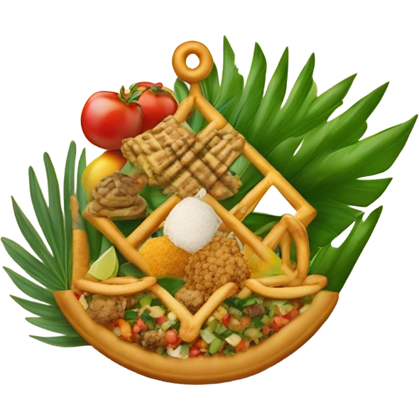 Make me a logo for my restaurant that sells Egyptian Jewish and German food and it’s tropical emoji