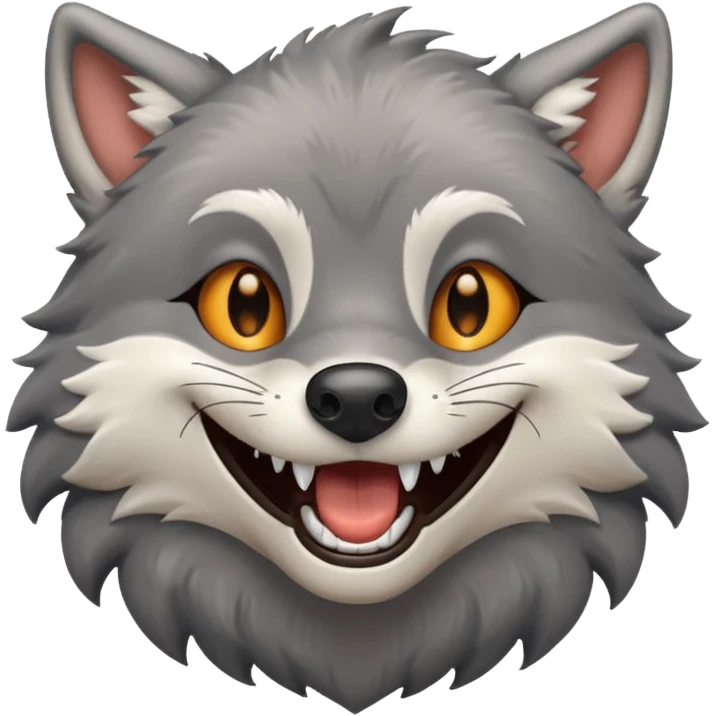 a grey wolf laughing out loud emoji