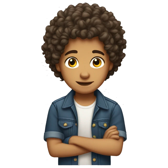 Hispanic boy with curly hair and light skin emoji