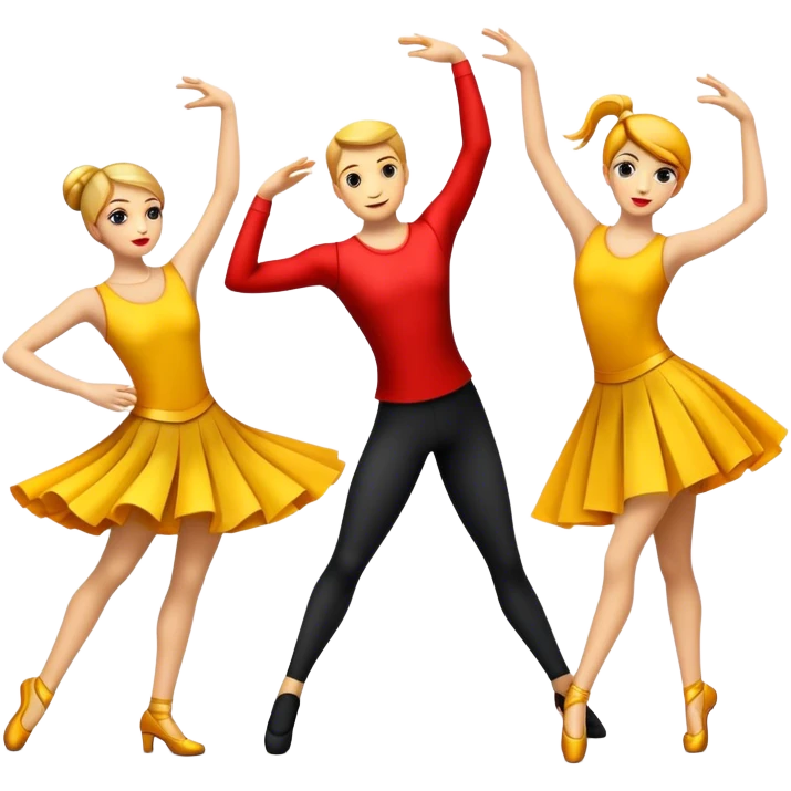 Humanless emoji of Contemporary Dance: bright modern clothing, dynamic abstract shapes, movement lines, and stage lighting like spotlights. The icon should convey the energy and creativity of contemporary dance through symbols and visual elements. Transparent background. emoji