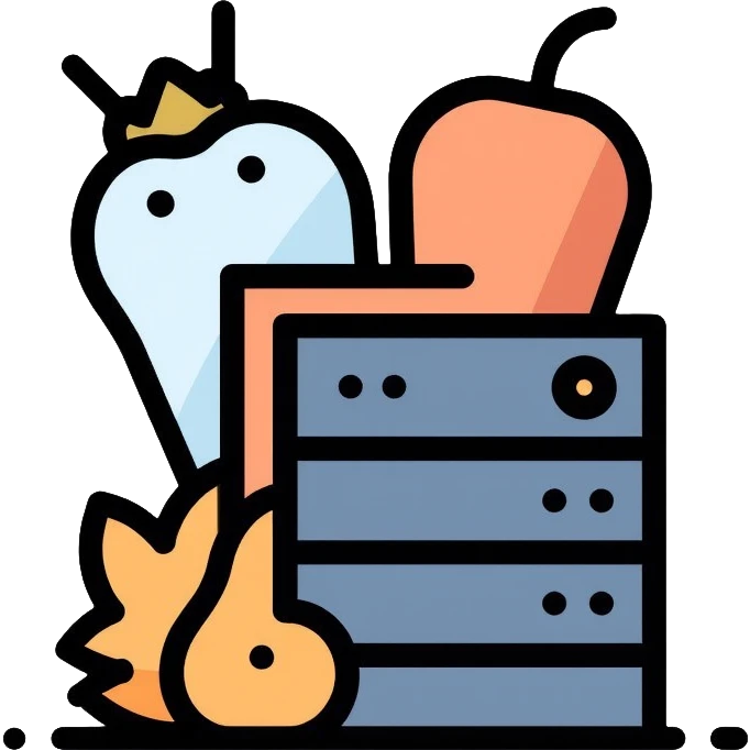 snack food peeking out from behind database server emoji