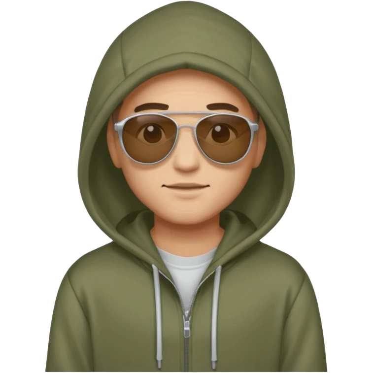 guy wearing a hoodie with sunglasses emoji