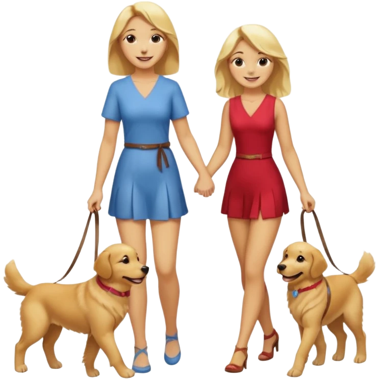 perro andando de la mano a dos patas con una rubia emoji