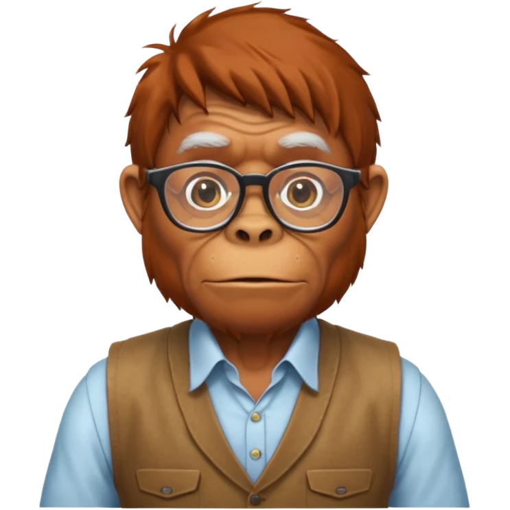 Orangutan secretary, old, glasses, vest emoji