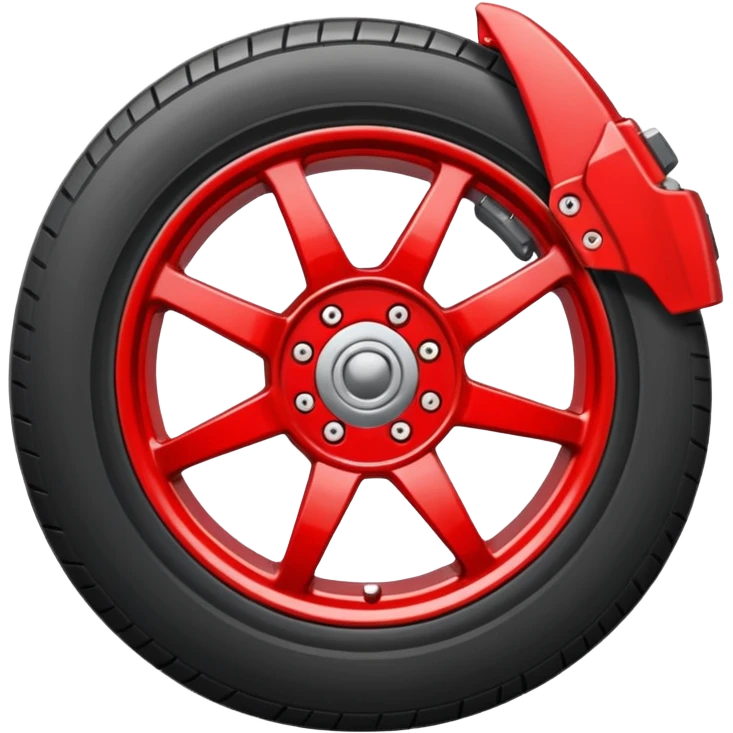 Minimal emoji icon of a car wheel with red brake caliper emoji