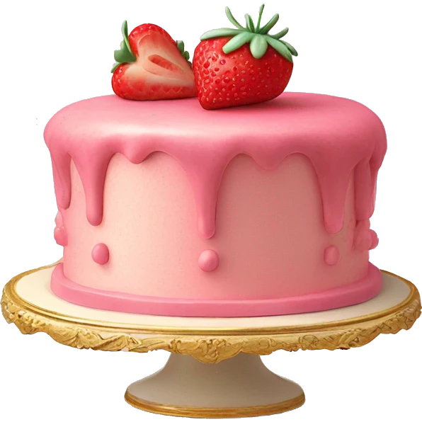 Vintage pink rococo single layer cake with single strawberry on the top emoji
