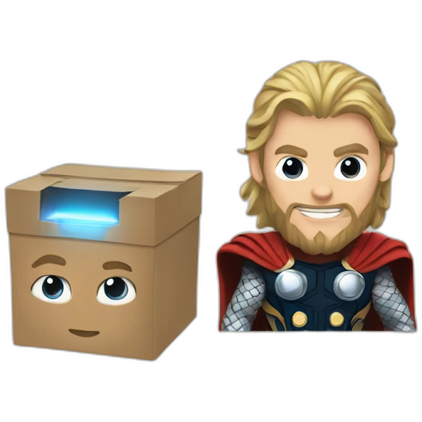 Thor and a computer in a box emoji