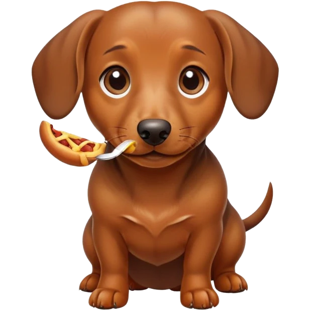 daschund eating emoji
