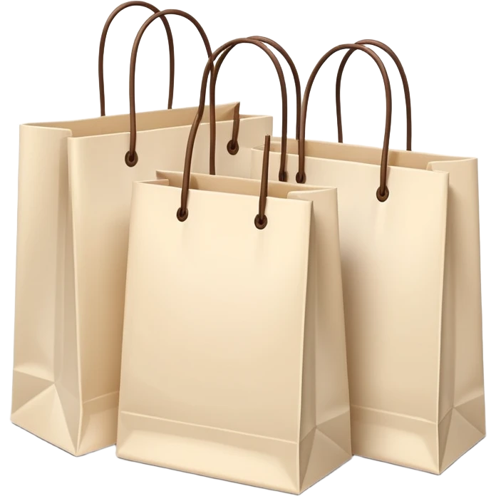 Three cream paper shopping bags emoji