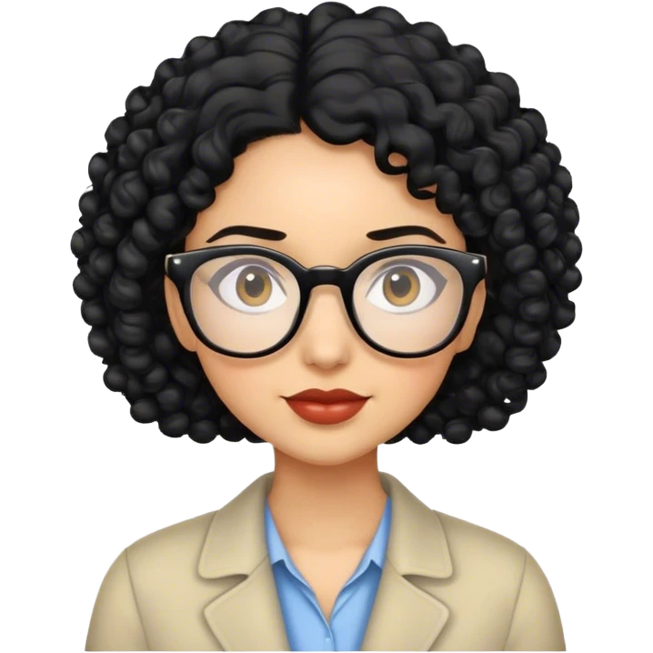 Curly black haired light skinned glasses girlfriend  emoji