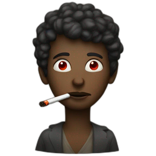 Person smoking red eyes high emoji