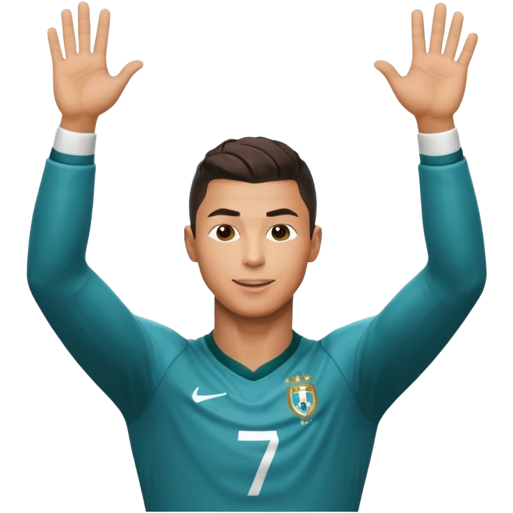 Cristiano Ronaldo celebrating a goal with his signature 'Siu' pose emoji