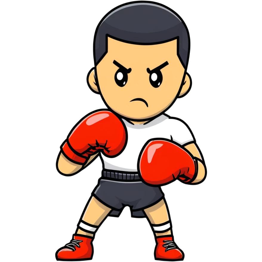 Young Black boxer, 19 years old, in boxing pose with gloves emoji