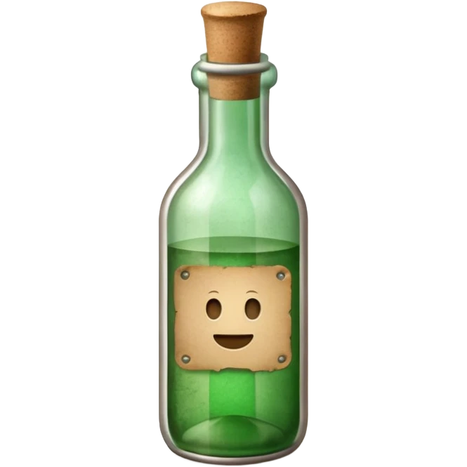 message bottle with paper inside green emoji