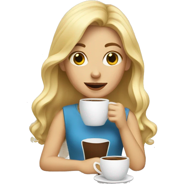 blonde girl drinking coffee emoji