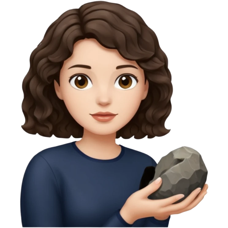 mulher, morena, cabelo ondulado e curto, rock. emoji