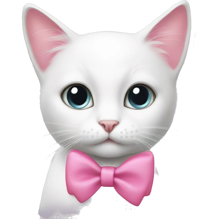 White cat with pink bow emoji