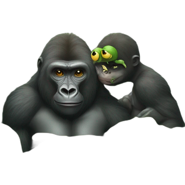 gorilla is in love with a frog emoji
