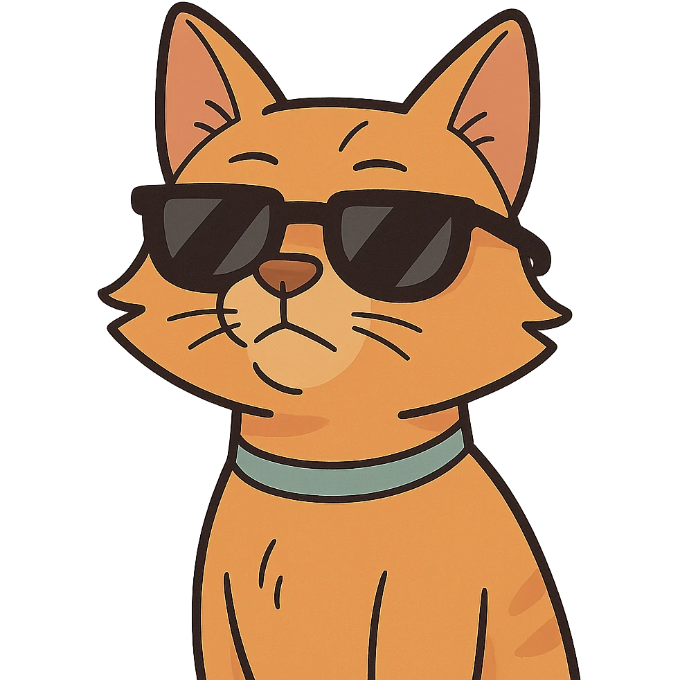 flat toon style cat wearing sunglasses emoji