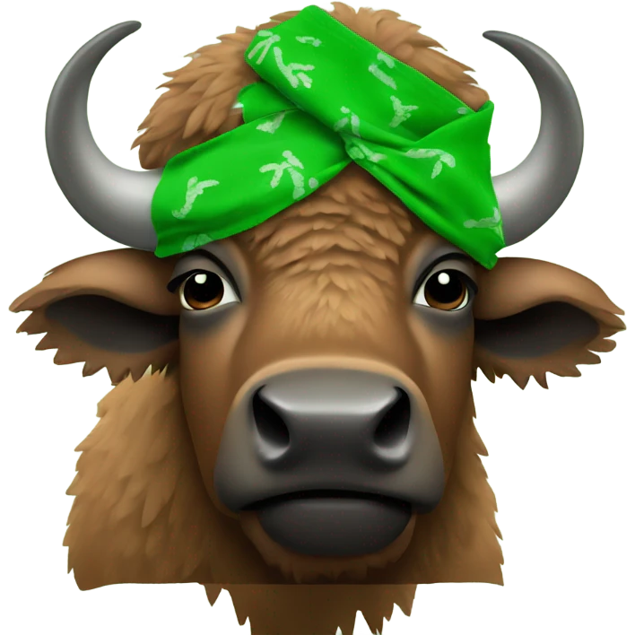 Bison wearing a green bandana emoji