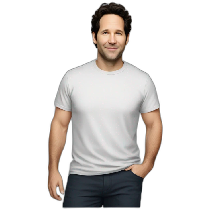 actor Paul Rudd wearing t-shirt emoji