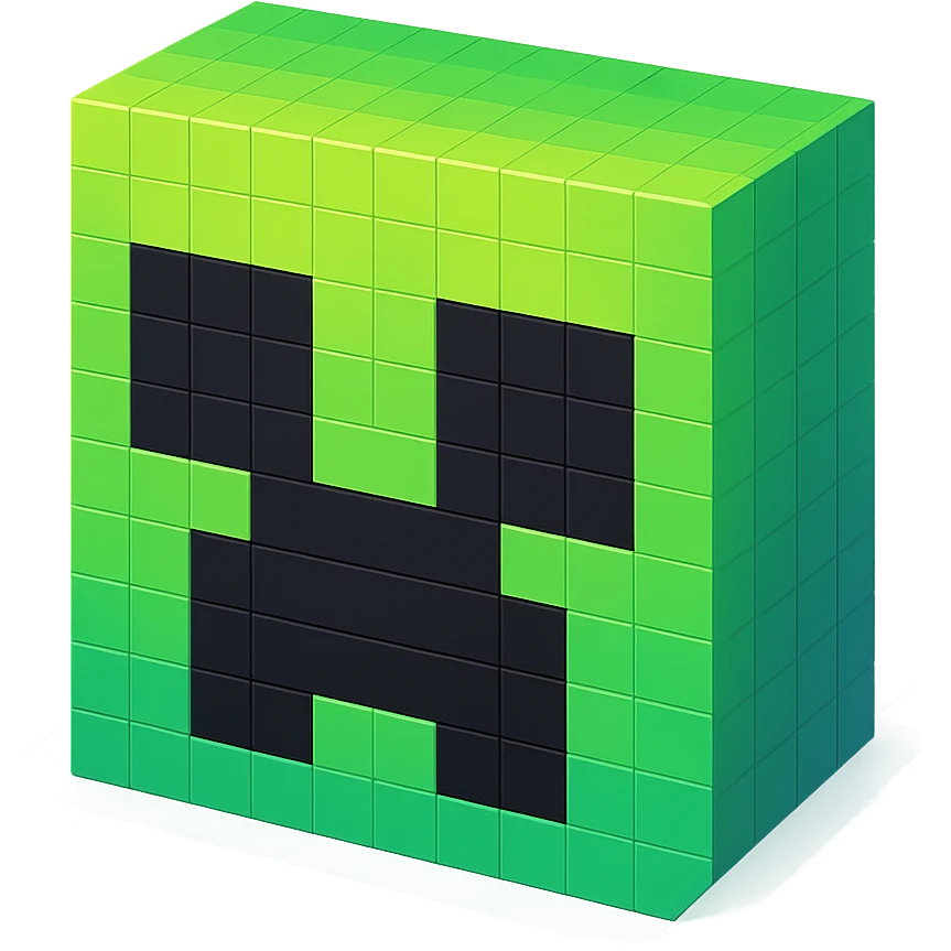 Green minecraft face emoji