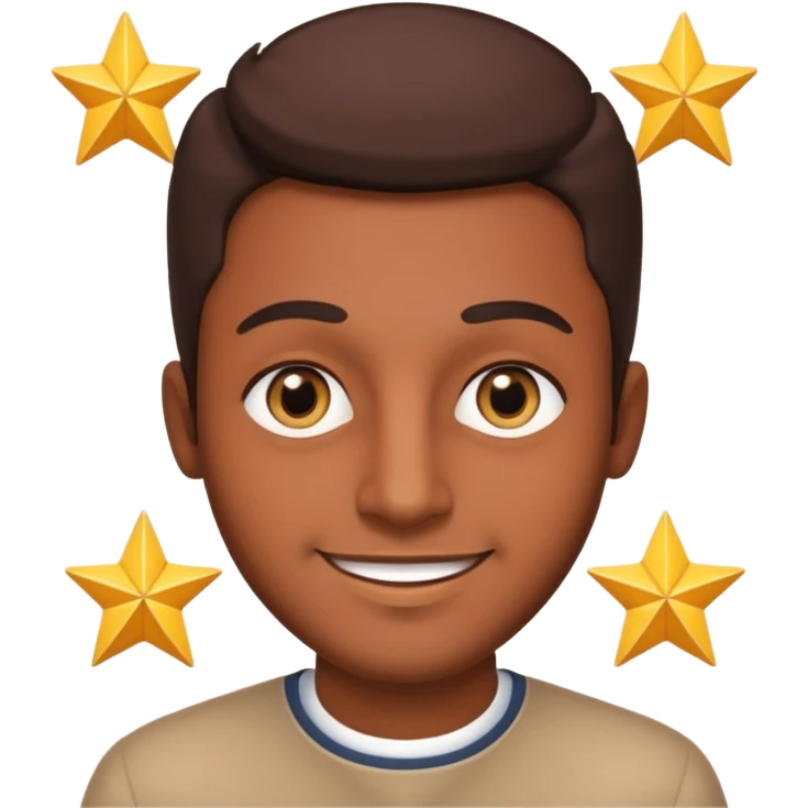 A brown skin man with star eyes emoji