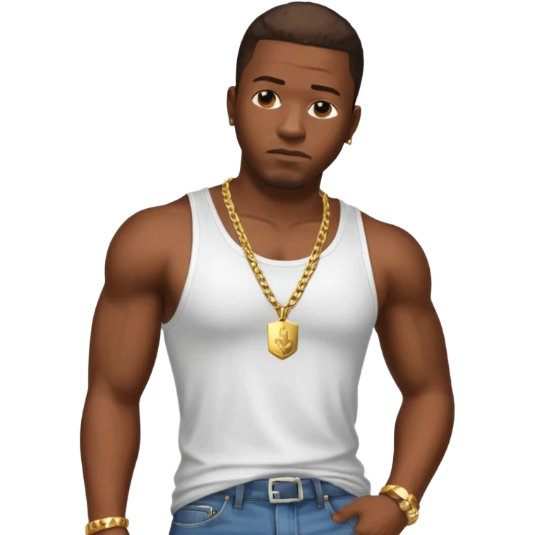 Create a GTA CJ - Carl Johnson from GTA San Andreas emoji for a teams chat but make it more original style to the game - make it more realistic to the GTA San Andreas game graphics emoji